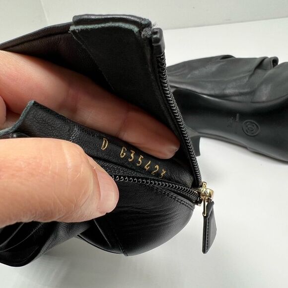 Chanel Ruched Open Toe Leather Camellia Booties Black - Picture 5 of 5